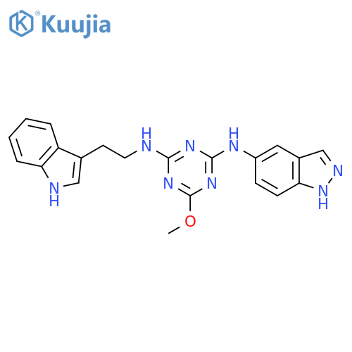 N-(1H-Indazol-5-yl)-N'-[2-(1H-indol-3-yl)ethyl]-6-methoxy-1,3,5-triazine-2,4-diamine structure
