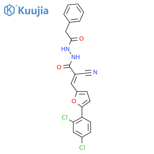 (2E)-2-cyano-3-[5-(2,4-dichlorophenyl)furan-2-yl]-N'-(phenylacetyl)prop-2-enehydrazide structure