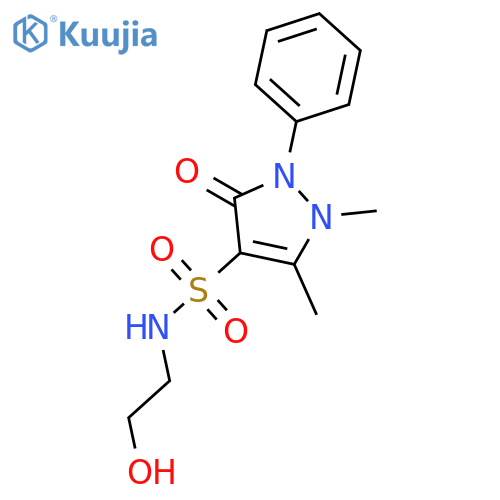 N-(2-hydroxyethyl)-1,5-dimethyl-3-oxo-2-phenyl-2,3-dihydro-1H-pyrazole-4-sulfonamide structure