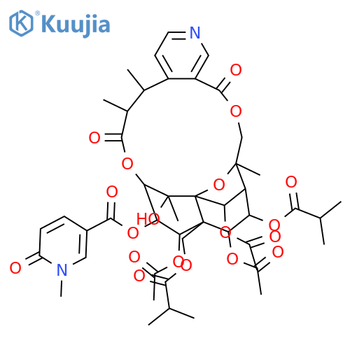 Per(deacyl)hypoglaunine; 23-Deoxy, 2-O-(1,6-dihydro-1-methyl-6-oxo-3-pyridinecarbonyl), 8,14-bis(2-methylpropanoyl), 1,6,9-tri-Ac structure