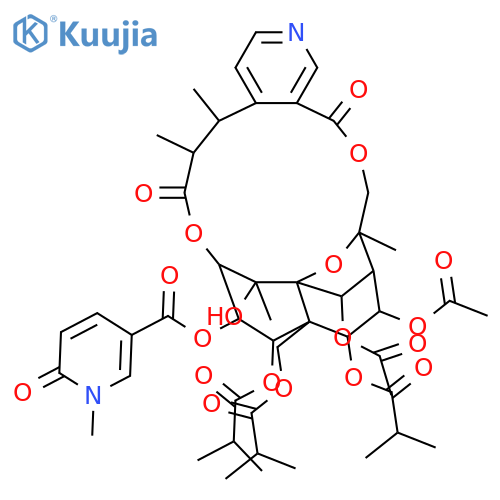 Per(deacyl)hypoglaunine; 23-Deoxy, 2-O-(1,6-dihydro-1-methyl-6-oxo-3-pyridinecarbonyl), 1,9,14-tris(2-methylpropanoyl), 6,8-di-Ac structure