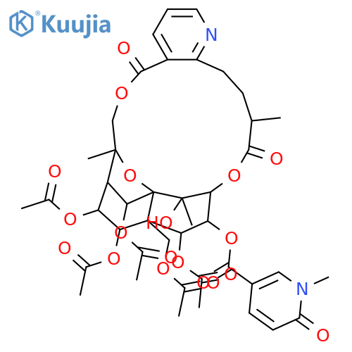 Per(deacyl)wilforine; 2-O-(1,6-Dihydro-1-methyl-6-oxo-3-pyridinecarbonyl), 1,6,8,9,14-penta-Ac structure