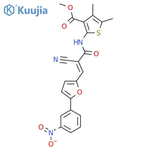 methyl 2-(2E)-2-cyano-3-5-(3-nitrophenyl)furan-2-ylprop-2-enamido-4,5-dimethylthiophene-3-carboxylate structure