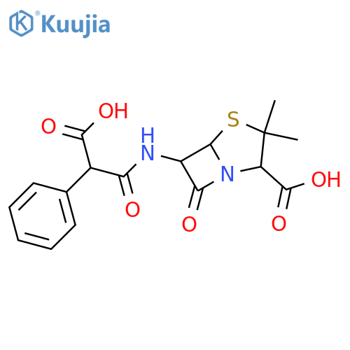 4-Thia-1-azabicyclo[3.2.0]heptane-2-carboxylic acid, 6-[(2-carboxy-2-phenylacetyl)amino]-3,3-dimethyl-7-oxo-, (2S,5R,6R)- structure