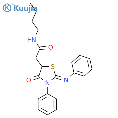 N-butyl-2-(2E)-4-oxo-3-phenyl-2-(phenylimino)-1,3-thiazolidin-5-ylacetamide structure