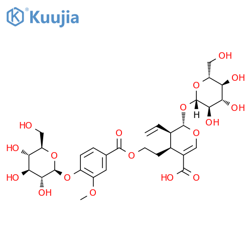 2H-Pyran-5-carboxylic acid, 3-ethenyl-2-(β-D-glucopyranosyloxy)-4-[2-[[4-(β-D-glucopyranosyloxy)-3-methoxybenzoyl]oxy]ethyl]-3,4-dihydro-, (2S,3R,4S)- structure