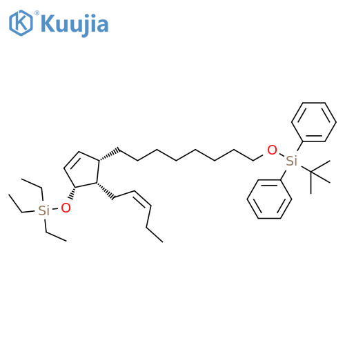 Silane, [[(1R,4S,5S)-4-[8-[[(1,1-dimethylethyl)diphenylsilyl]oxy]octyl]-5-(2Z)-2-pentenyl-2-cyclopenten-1-yl]oxy]triethyl- structure
