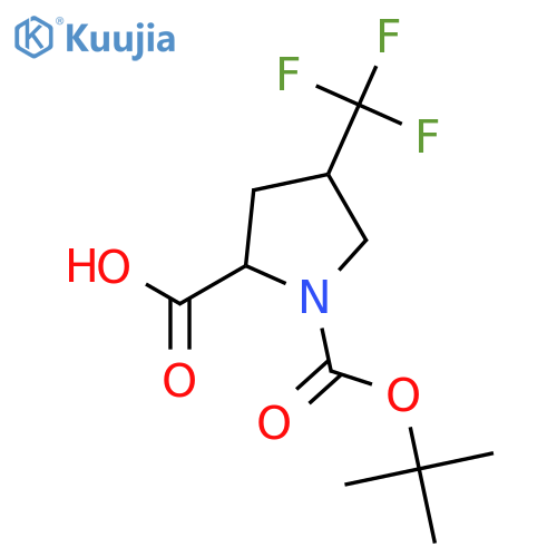 (2S,4S)-1-[(tert-butoxy)carbonyl]-4-(trifluoromethyl)pyrrolidine-2-carboxylic acid structure