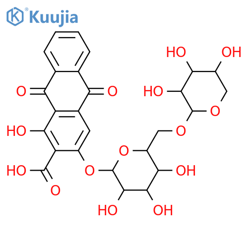 1,3-Dihydroxyanthraquinone-2-carboxylic acid; 3-O-[β-D-Xylopyranosyl-(1→6)-β-D-glucopyranoside] structure