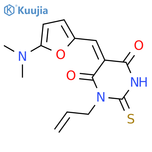 4,6(1H,5H)-Pyrimidinedione, 5-[[5-(dimethylamino)-2-furanyl]methylene]dihydro-1-(2-propenyl)-2-thioxo- (9CI) structure