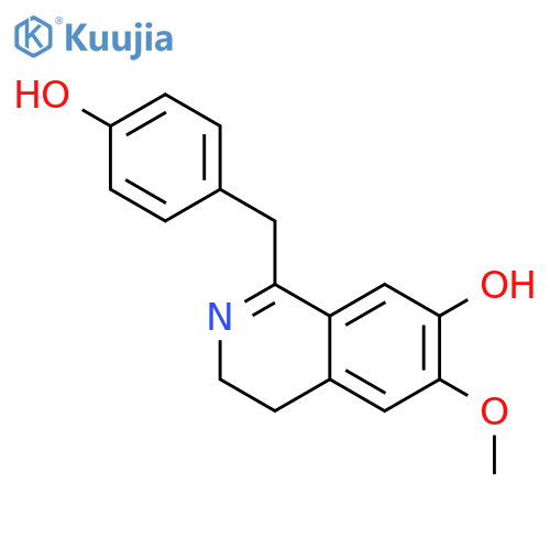 3,4-Dihydroisoquinolin-7-ol, 1-[4-hydroxybenzyl]-6-methoxy- structure