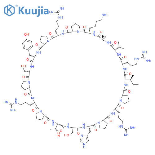 Cyclo(L-arginyl-L-prolyl-L-isoleucyl-L-arginyl-L-valylglycyl-L-lysyl-L-prolyl-L-arginyl-L-prolyl-L-tyrosyl-L-seryl-L-prolyl-L-arginyl-L-prolyl-L-threonyl-L-seryl-L-histidyl-L-prolyl) structure