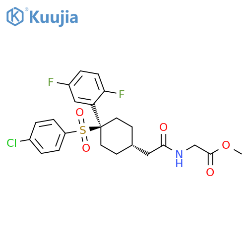 Glycine, N-[2-[cis-4-[(4-chlorophenyl)sulfonyl]-4-(2,5-difluorophenyl)cyclohexyl]acetyl]-, methyl ester structure