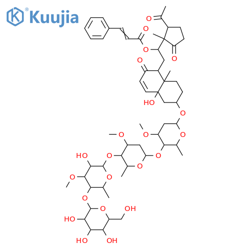 3,5,12-Trihydroxy-8,14-secopregn-6-ene-8,14,20-trione; (3β,5β,12β)-form, 12-Cinnamoyl(E-), 3-O-[β-D-glucopyranosyl-(1→4)-β-D-thevetopyranosyl-(1→4)-β-D-cymaropyranosyl-(1→4)-β-D-cymaropyranoside] structure
