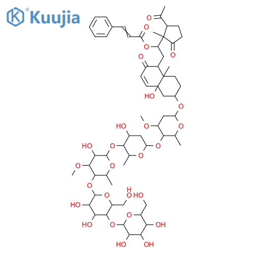 3,5,12-Trihydroxy-8,14-secopregn-6-ene-8,14,20-trione; (3β,5β,12β)-form, 12-Cinnamoyl(E-), 3-O-[β-D-glucopyranosyl-(1→4)-β-D-glucopyranosyl-(1→4)-β-D-thevetopyranosyl-(1→4)-β-D-digitoxopyranosyl-(1→4)-β-D-cymaropyranoside] structure