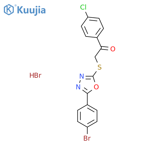 2-{5-(4-bromophenyl)-1,3,4-oxadiazol-2-ylsulfanyl}-1-(4-chlorophenyl)ethan-1-one hydrobromide structure