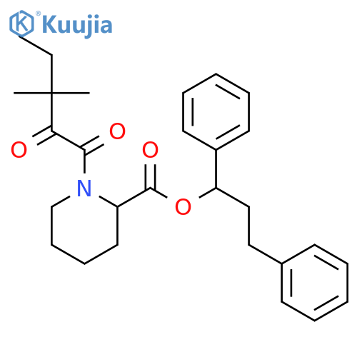 2-Piperidinecarboxylic acid, 1-(3,3-dimethyl-1,2-dioxopentyl)-, 1,3-diphenylpropyl ester structure