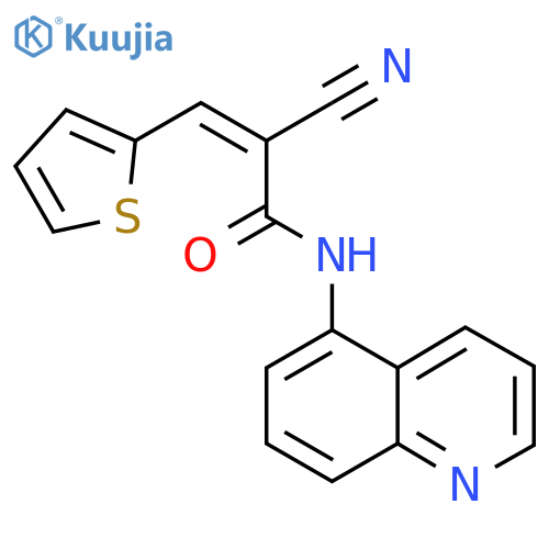 2-cyano-N-(quinolin-5-yl)-3-(thiophen-2-yl)prop-2-enamide structure