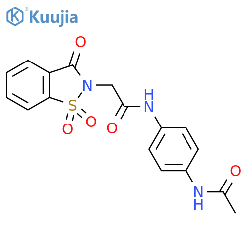 N-(4-acetamidophenyl)-2-(1,1,3-trioxo-2,3-dihydro-1lambda6,2-benzothiazol-2-yl)acetamide structure