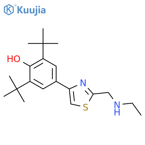 Phenol, 2,6-bis(1,1-dimethylethyl)-4-[2-[(ethylamino)methyl]-4-thiazolyl]- structure