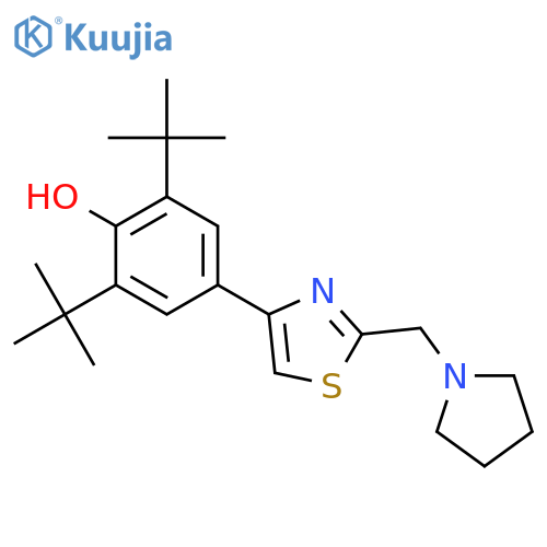 Phenol, 2,6-bis(1,1-dimethylethyl)-4-[2-(1-pyrrolidinylmethyl)-4-thiazolyl]- structure
