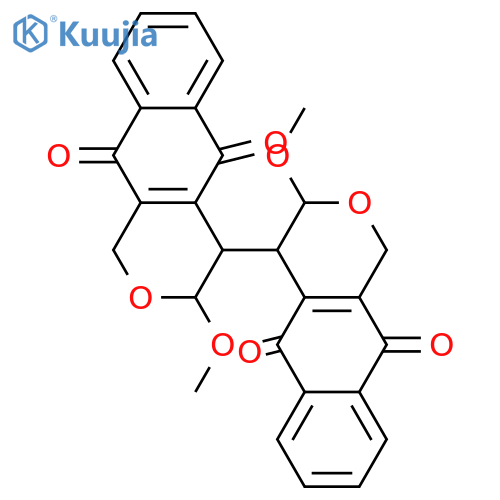 3,3',4,4'-Tetrahydro-3,3'-dimethoxy-[4,4'-bi-1H-naphtho[2,3-c]pyran]-5,5',10,10'-tetrone structure
