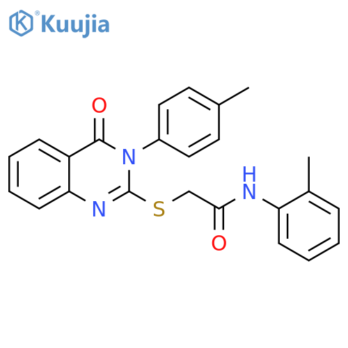 2-((4-Oxo-3-(p-tolyl)-3,4-dihydroquinazolin-2-yl)thio)-N-(o-tolyl)acetamide structure