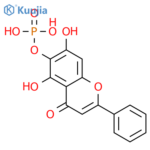 4H-1-Benzopyran-4-one, 5,7-dihydroxy-2-phenyl-6-(phosphonooxy)- structure