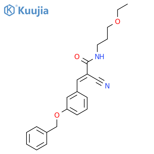3-3-(benzyloxy)phenyl-2-cyano-N-(3-ethoxypropyl)prop-2-enamide structure