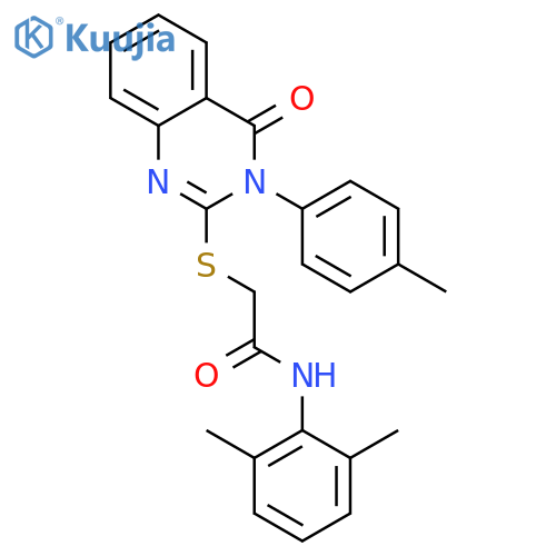 <br>N-(2,6-Dimethylphenyl)-2-((4-oxo-3-(p-tolyl)-3,4-dihydroquinazolin-2-yl)thi o)acetamide structure