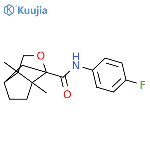 N-(4-fluorophenyl)-6,7-dimethyl-4-oxatricyclo4.3.0.0^{3,7}nonane-3-carboxamide structure