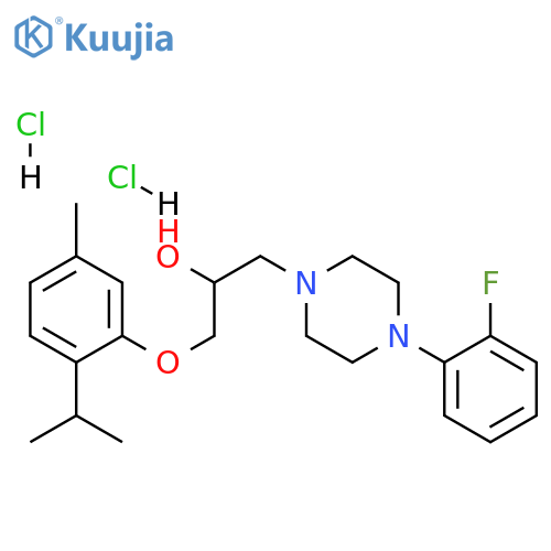 1-4-(2-fluorophenyl)piperazin-1-yl-3-5-methyl-2-(propan-2-yl)phenoxypropan-2-ol dihydrochloride structure