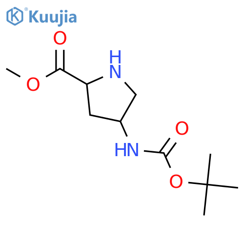 methyl (2S,4R)-4-{[(tert-butoxy)carbonyl]amino}pyrrolidine-2-carboxylate structure