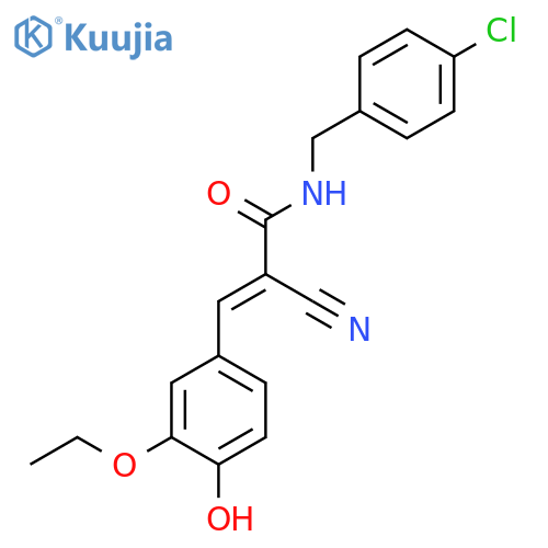 N-[(4-chlorophenyl)methyl]-2-cyano-3-(3-ethoxy-4-hydroxyphenyl)prop-2-enamide structure