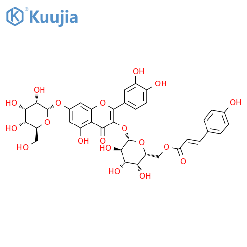 Quercetin 3-O-beta-(6''-O-E-p-coumaroylglucoside)-7-O-beta-glucoside structure