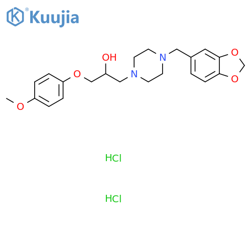 1-{4-(2H-1,3-benzodioxol-5-yl)methylpiperazin-1-yl}-3-(4-methoxyphenoxy)propan-2-ol dihydrochloride structure