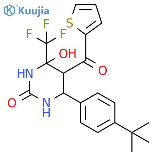 6-(4-tert-butylphenyl)-4-hydroxy-5-(thiophene-2-carbonyl)-4-(trifluoromethyl)-1,3-diazinan-2-one structure