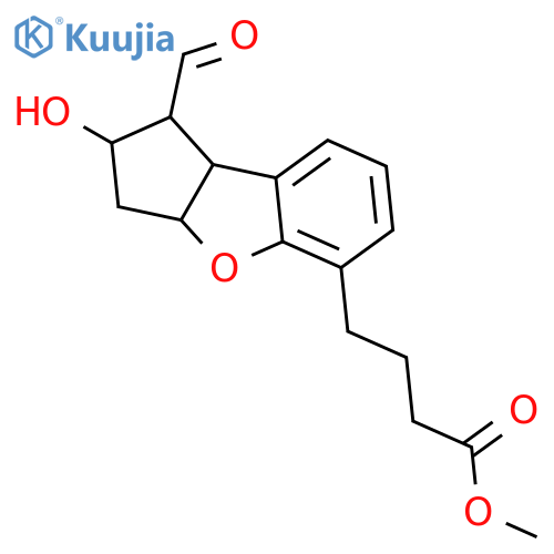 1H-Cyclopenta[b]benzofuran-5-butanoic acid, 1-formyl-2,3,3a,8b-tetrahydro-2-hydroxy-, methyl ester, (1R,2R,3aS,8bS)- structure