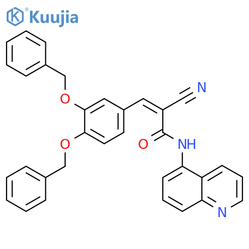 (Z)-3-[3,4-bis(phenylmethoxy)phenyl]-2-cyano-N-quinolin-5-ylprop-2-enamide structure