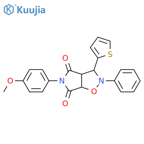 5-(4-methoxyphenyl)-2-phenyl-3-(thiophen-2-yl)-hexahydro-2H-pyrrolo[3,4-d][1,2]oxazole-4,6-dione structure