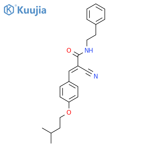 2-cyano-3-[4-(3-methylbutoxy)phenyl]-N-(2-phenylethyl)prop-2-enamide structure