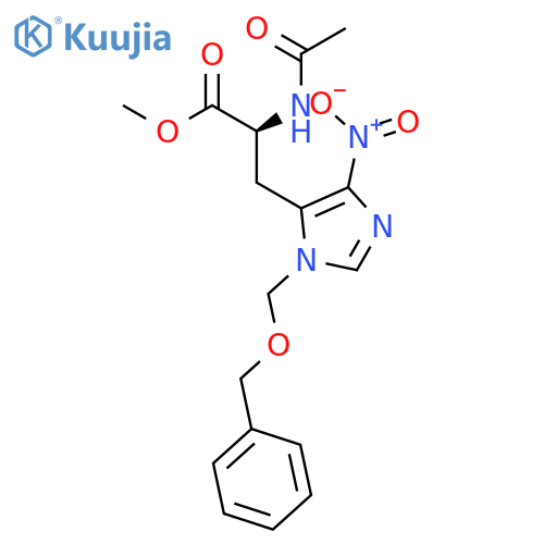 Histidine, N-acetyl-5-nitro-3-[(phenylmethoxy)methyl]-, methyl ester structure