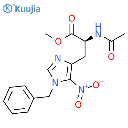 Histidine, N-acetyl-5-nitro-1-(phenylmethyl)-, methyl ester structure