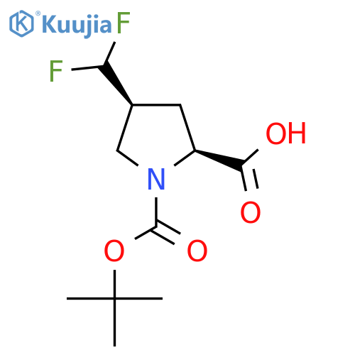 (2S,4S)-1-[(tert-butoxy)carbonyl]-4-(difluoromethyl)pyrrolidine-2-carboxylic acid structure