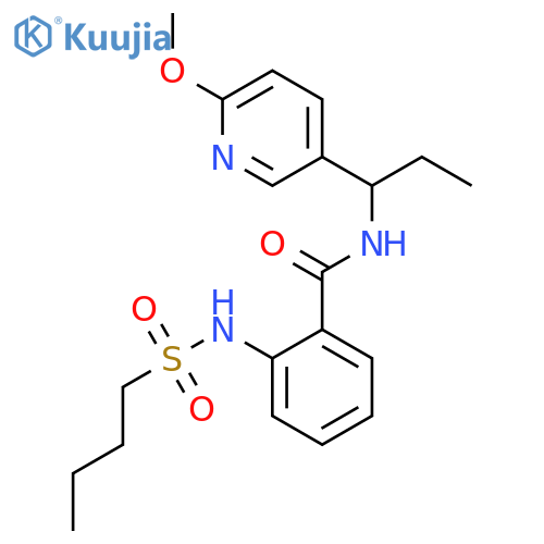 2-[(Butane-1-sulfonyl)amino]-N-[1-(6-methoxypyridin-3-yl)propyl]benzamide structure