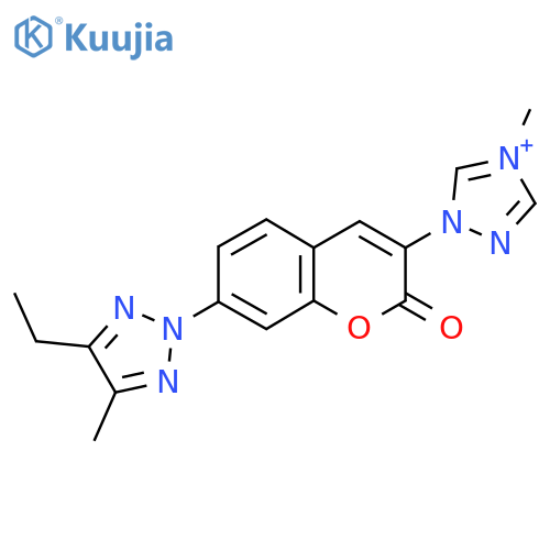 7-(4-Ethyl-5-methyltriazol-2-yl)-3-(4-methyl-1,2,4-triazol-4-ium-1-yl)chromen-2-one structure