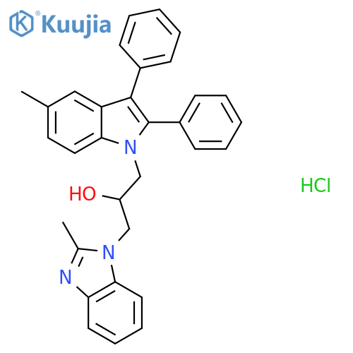 1-(2-methyl-1H-1,3-benzodiazol-1-yl)-3-(5-methyl-2,3-diphenyl-1H-indol-1-yl)propan-2-ol hydrochloride structure