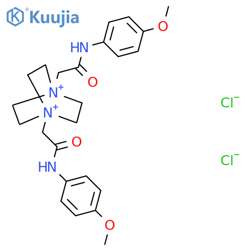 1,4-bis({(4-methoxyphenyl)carbamoylmethyl})-1,4-diazabicyclo2.2.2octane-1,4-diium dichloride structure