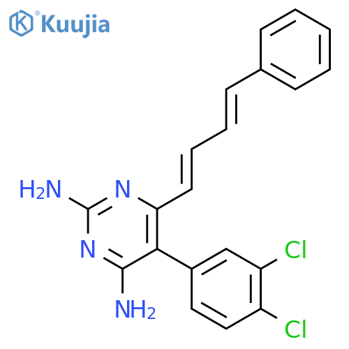5-(3,4-dichlorophenyl)-6-[(1E,3E)-4-phenylbuta-1,3-dienyl]pyrimidine-2,4-diamine structure