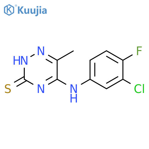 5-(3-chloro-4-fluoroanilino)-6-methyl-1,2,4-triazine-3(2H)-thione structure